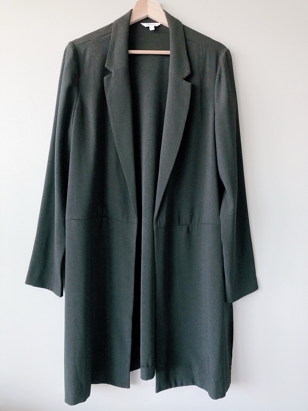 Reitmans Long Open Front Coatigan dark Grey green LIKE NEW PTP: 21”